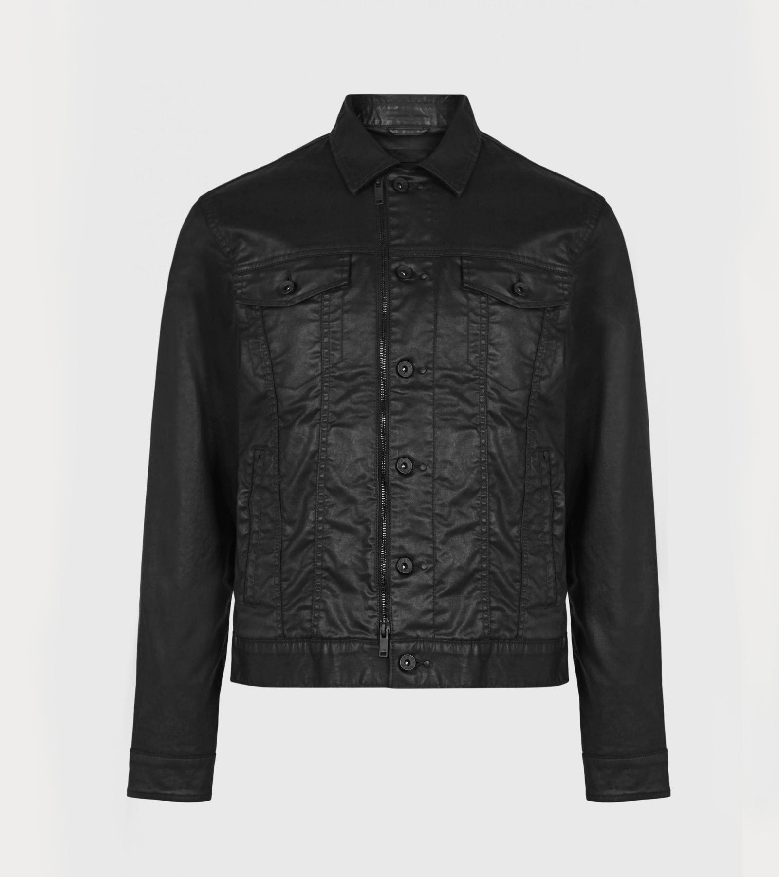 john-varvatos-chase-coated-trucker-black